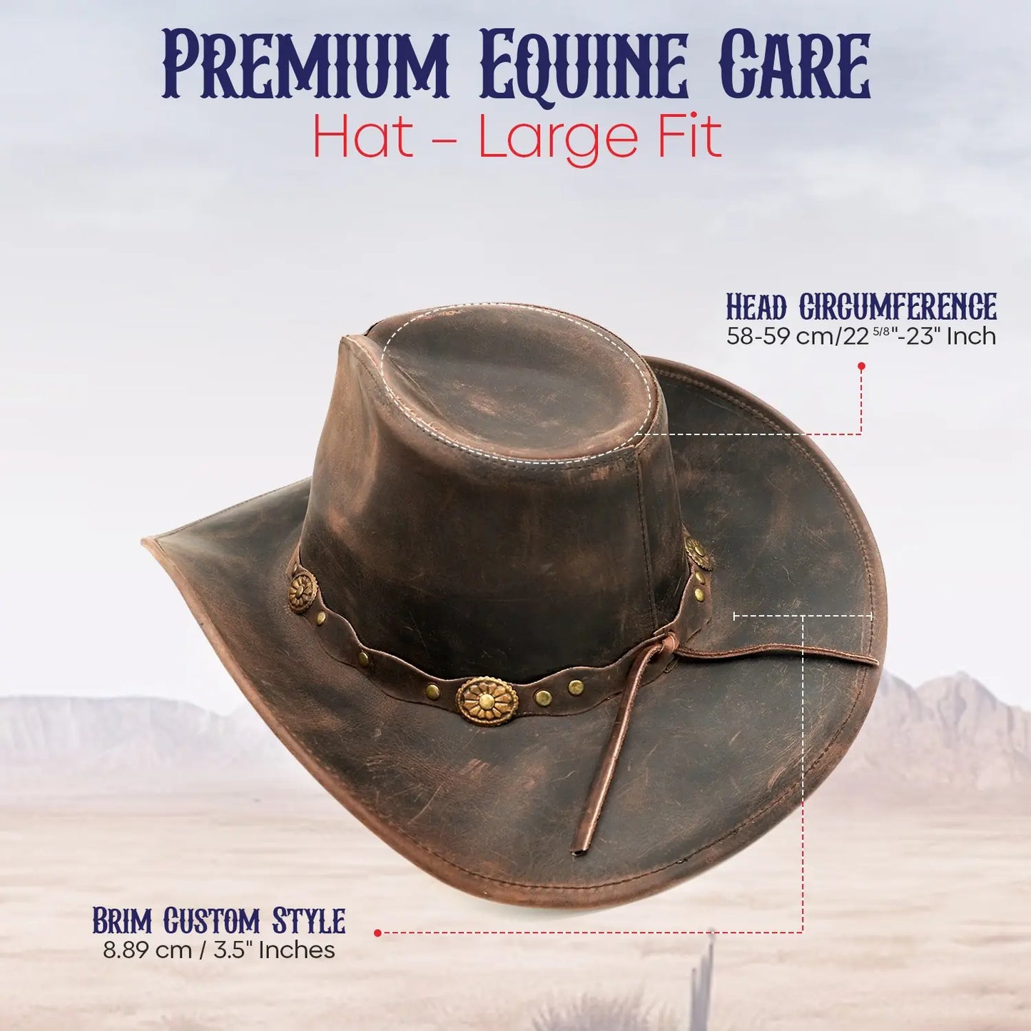 Antique Brown Leather Cowboy Hat with Braided Concho Band