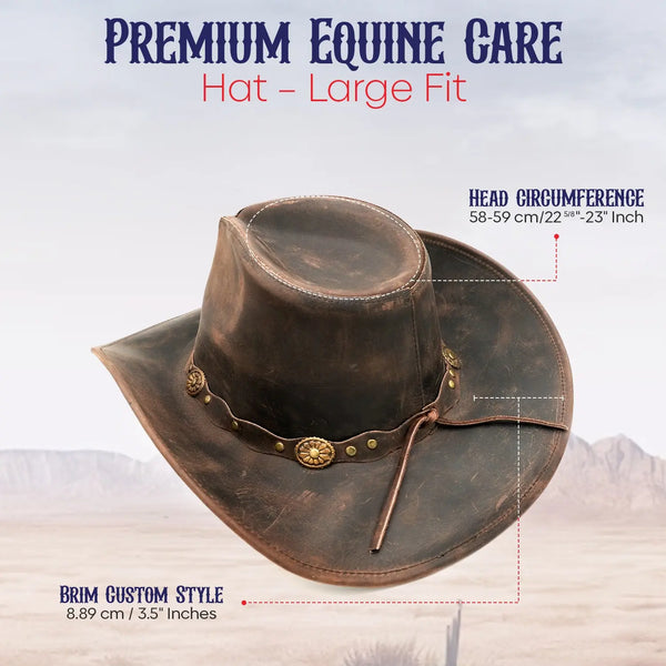 Antique Brown Leather Cowboy Hat with Braided Concho Band