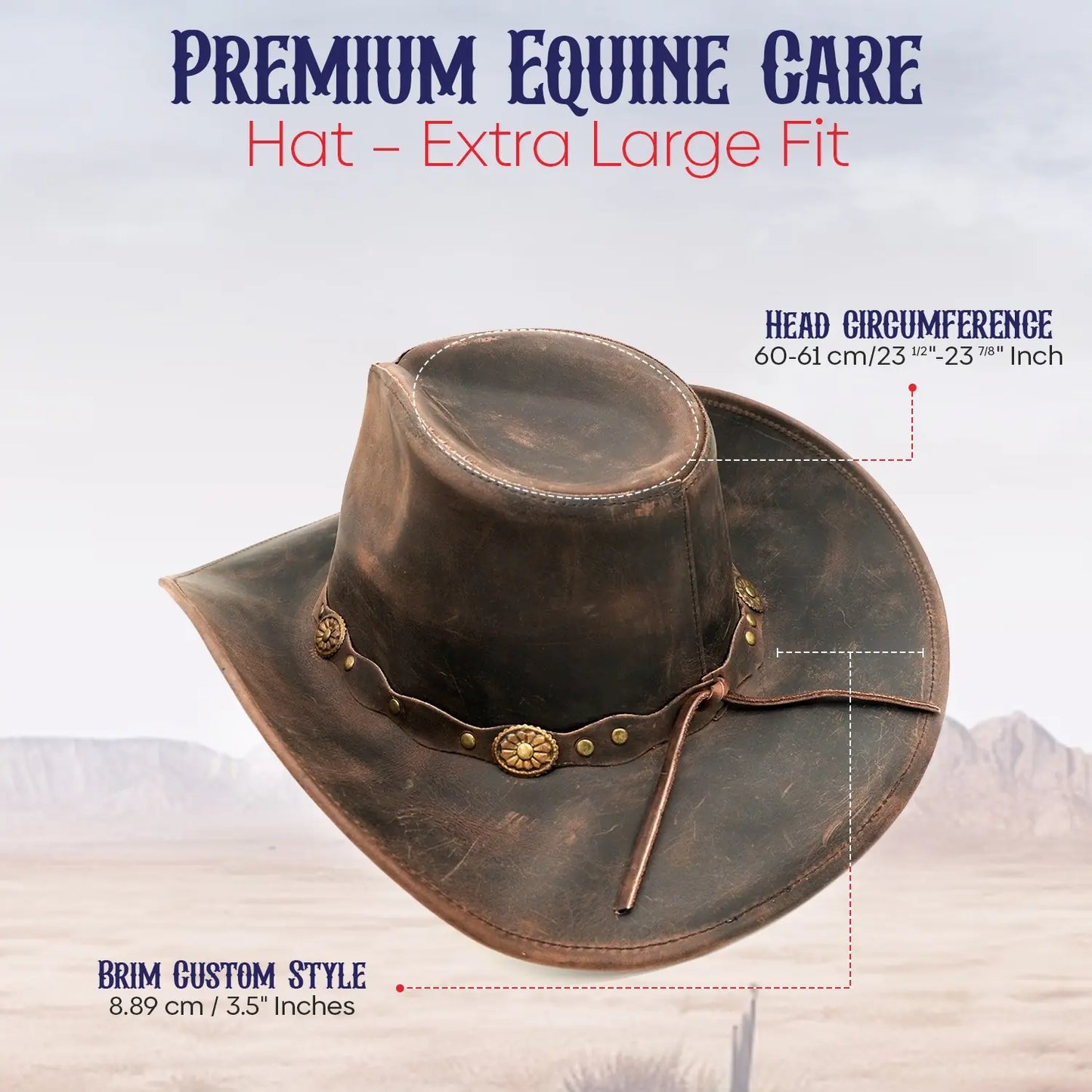 Antique Brown Leather Cowboy Hat with Braided Concho Band