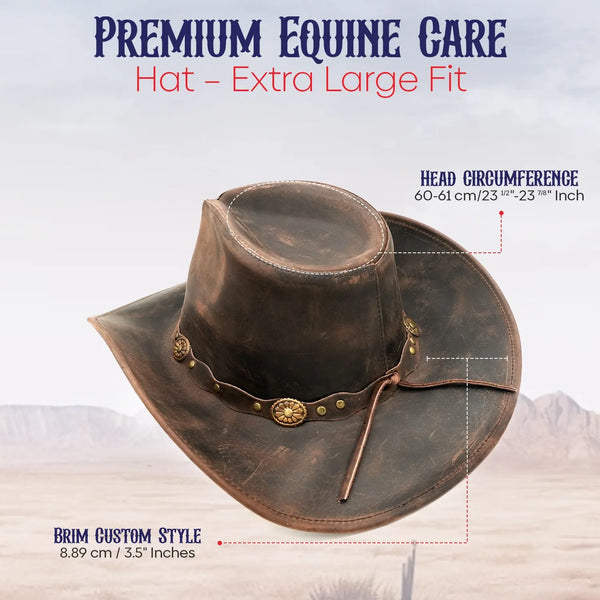 Antique Brown Leather Cowboy Hat with Braided Concho Band