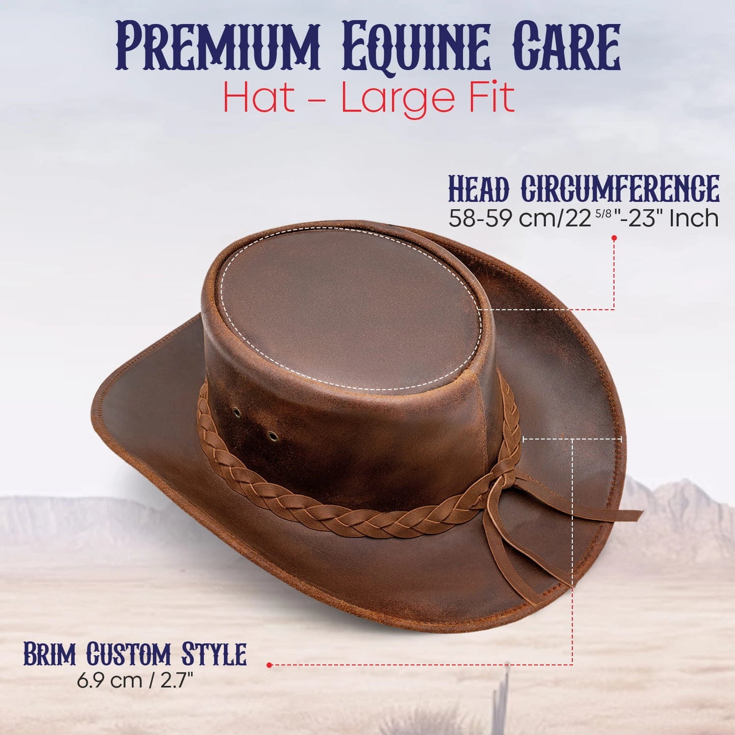 Echtleder-Cowboyhut für Damen und Herren – Western-Stil, Größen M und L
