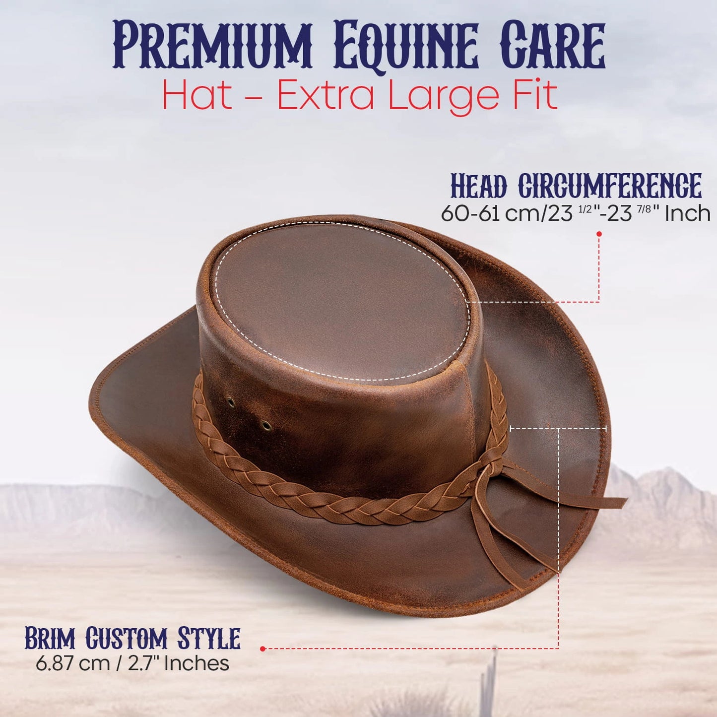 Echtleder-Cowboyhut für Damen und Herren – Western-Stil, Größen M und L