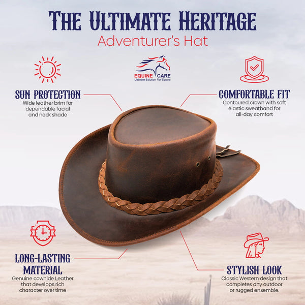 Echtleder-Cowboyhut für Damen und Herren – Western-Stil, Größen M und L