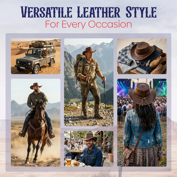 Echtleder-Cowboyhut für Damen und Herren – Western-Stil, Größen M und L
