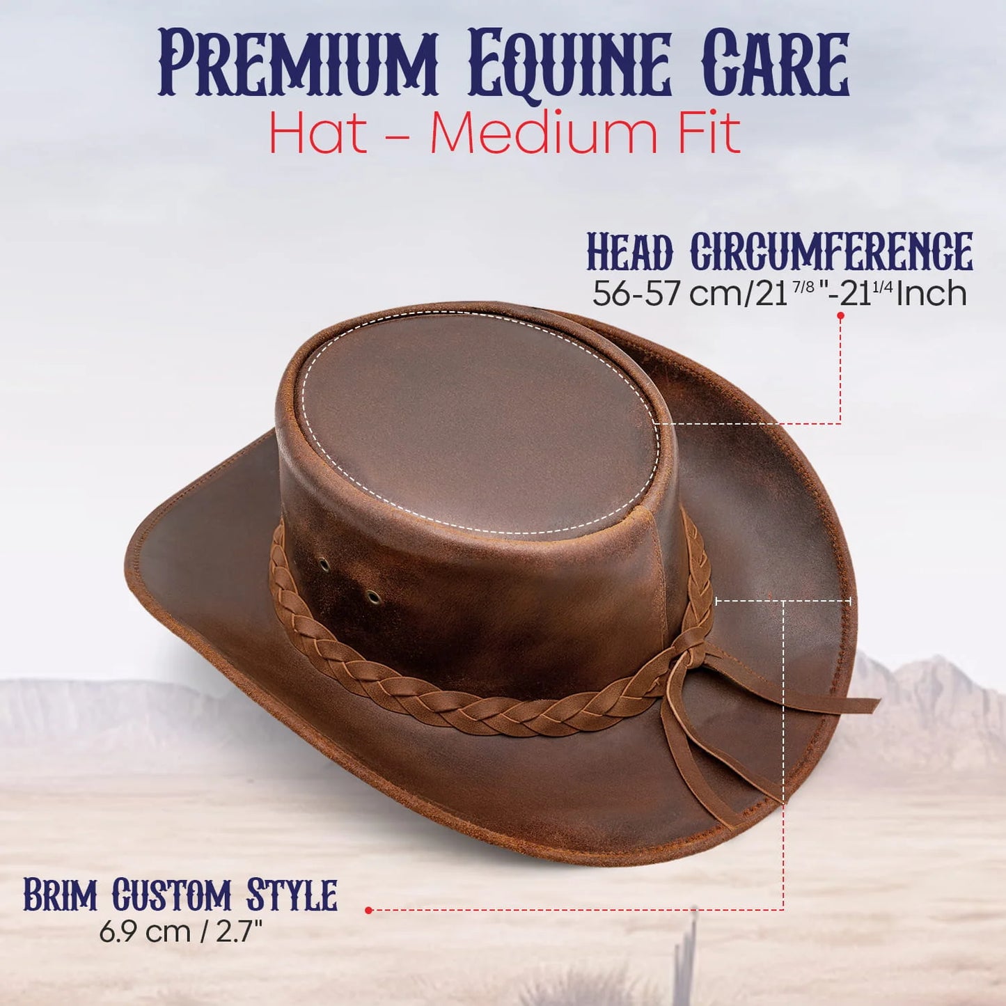 Echtleder-Cowboyhut für Damen und Herren – Western-Stil, Größen M und L