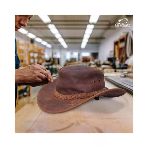 Genuine Leather Cowboy Hat - Durable Western Style & Sun  display picture 1