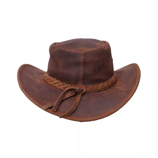 Genuine Leather Cowboy Hat - Durable Western Style & Sun  display picture 2