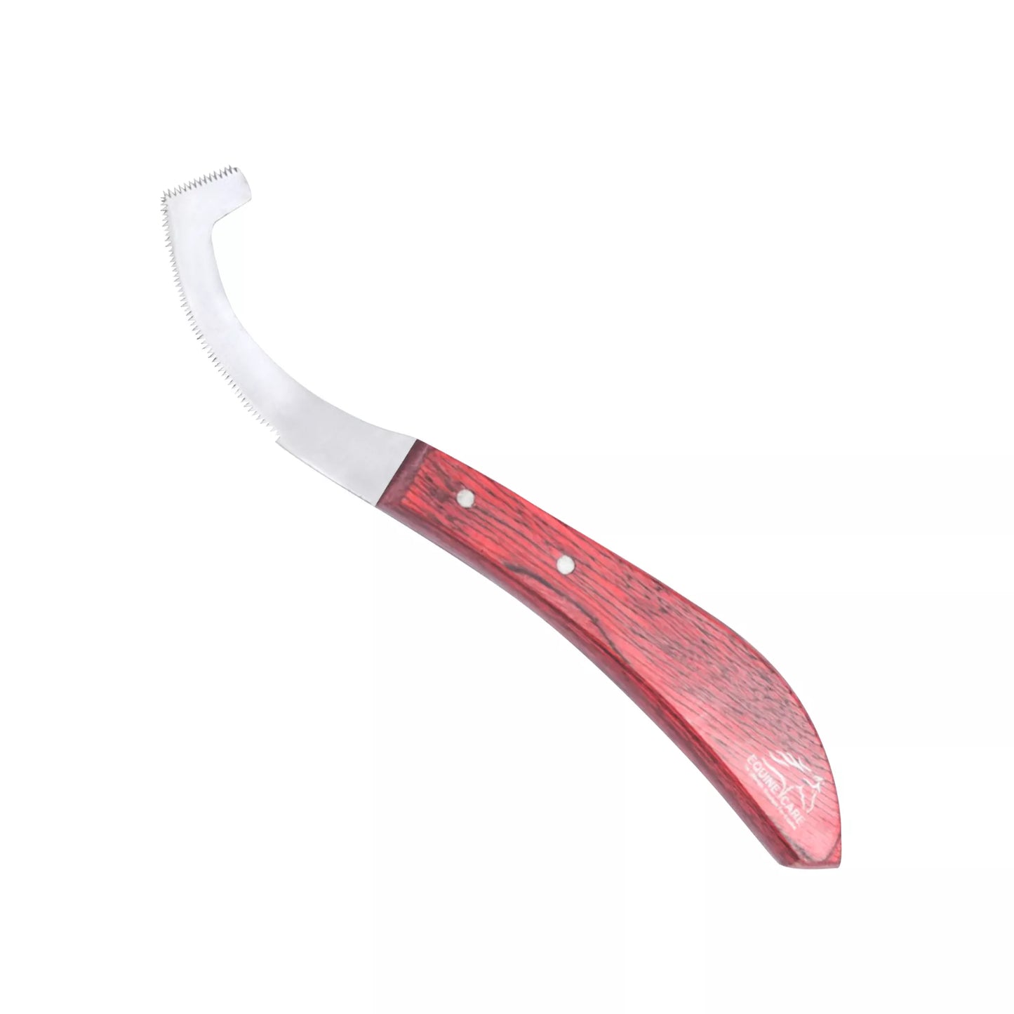 EquineCares bot egg knife for horses with J2 stainless steel blade and ergonomic red handle for safe grooming