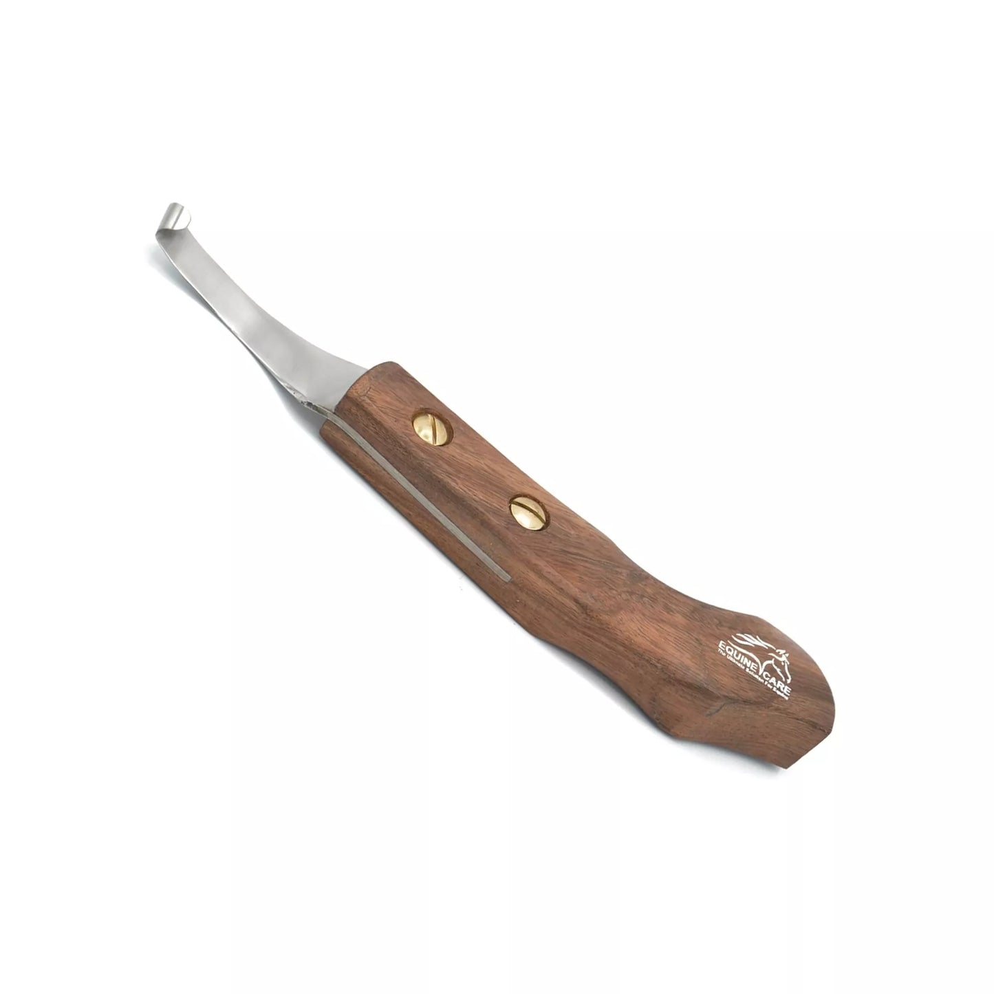 EquineCares wooden farrier hoof knife with J2 stainless steel blade and ergonomic Sheesham wood handle