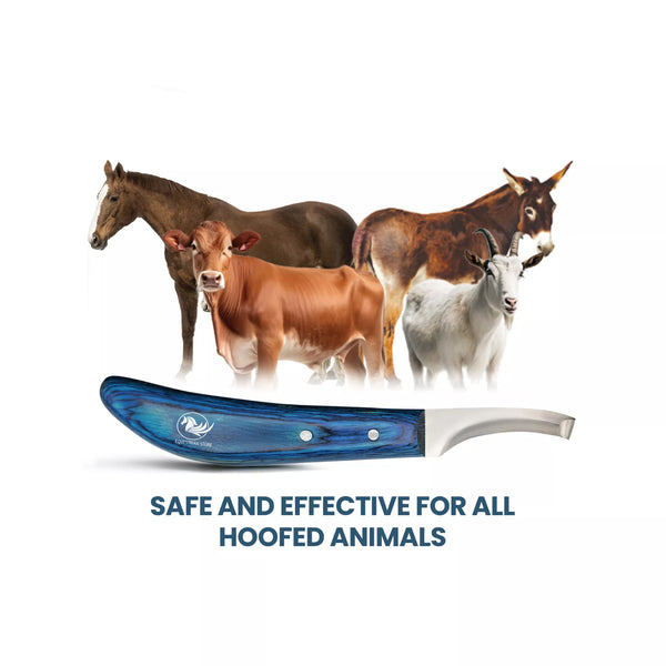 EquineCares double edge hoof knife suitable for horses cows goats and other farm animals