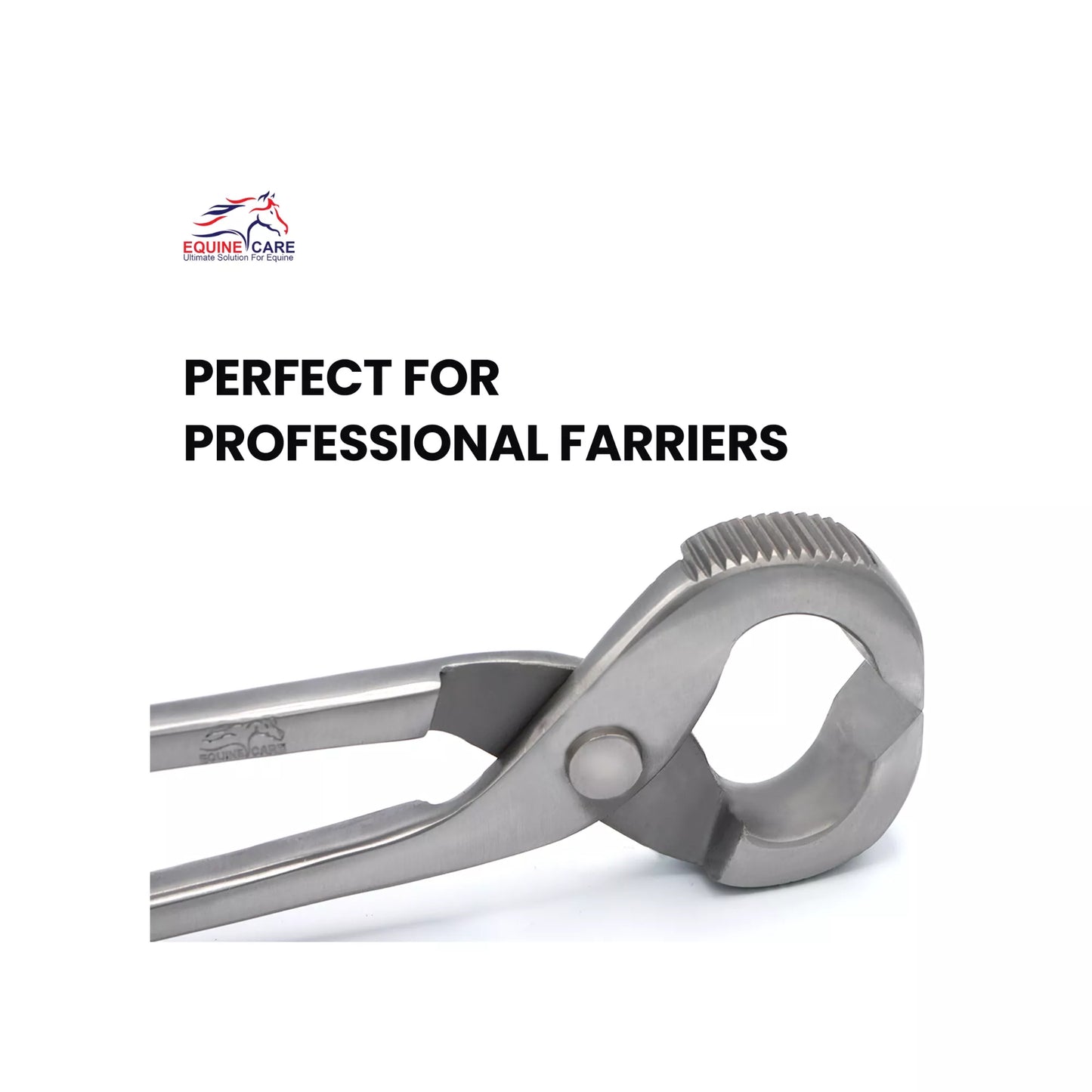 Full length view of Equine Care 14 inch horseshoe puller built for professional farrier use