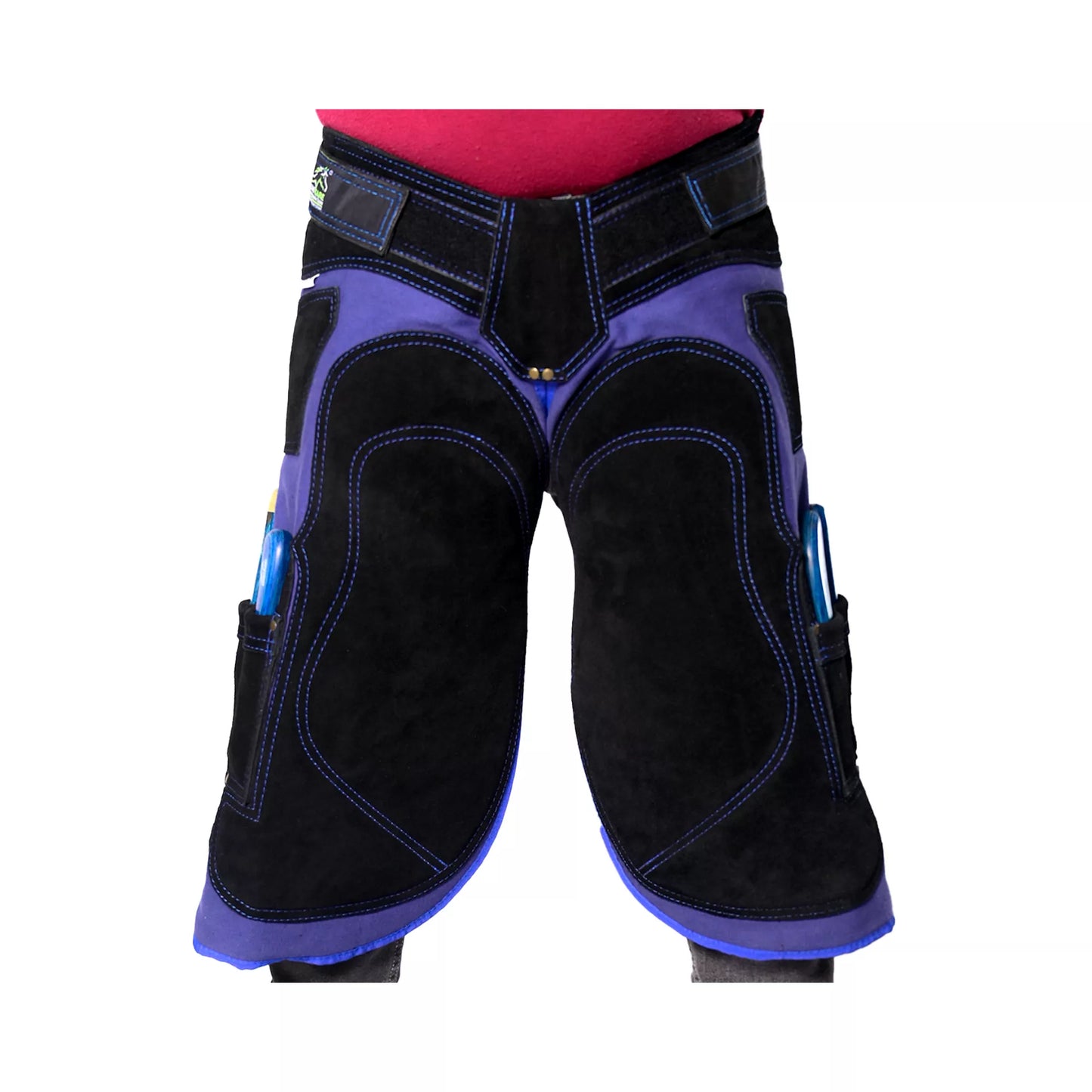 Equine Care 23-29 Inch Azure Armor  Blue and Black Farrier Apron – Suede Leather Hoof Trimming apron