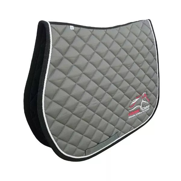 Equine Care full size English saddle pad in grey with honeycomb quilting, non-slip and large horse fit