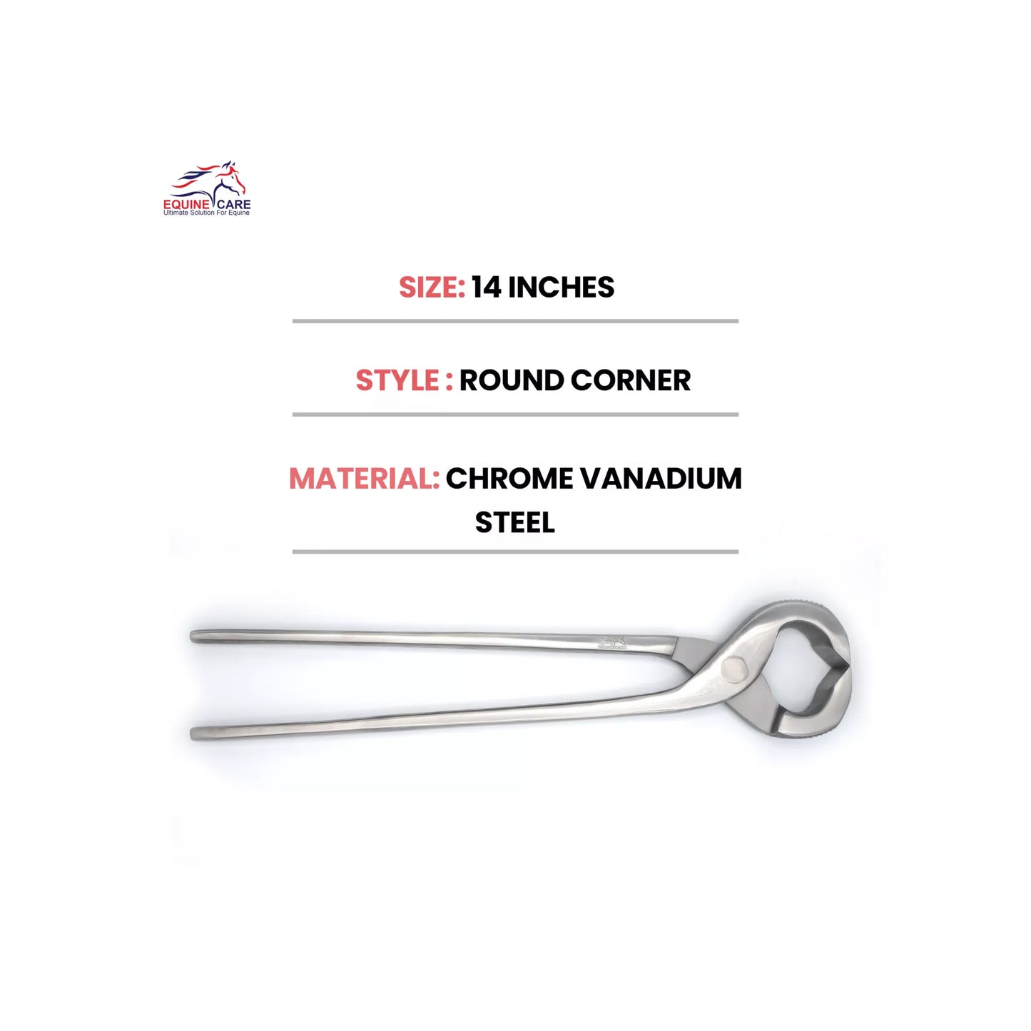Ergonomic handles of Equine Care horseshoe puller designed to reduce hand fatigue during hoof work