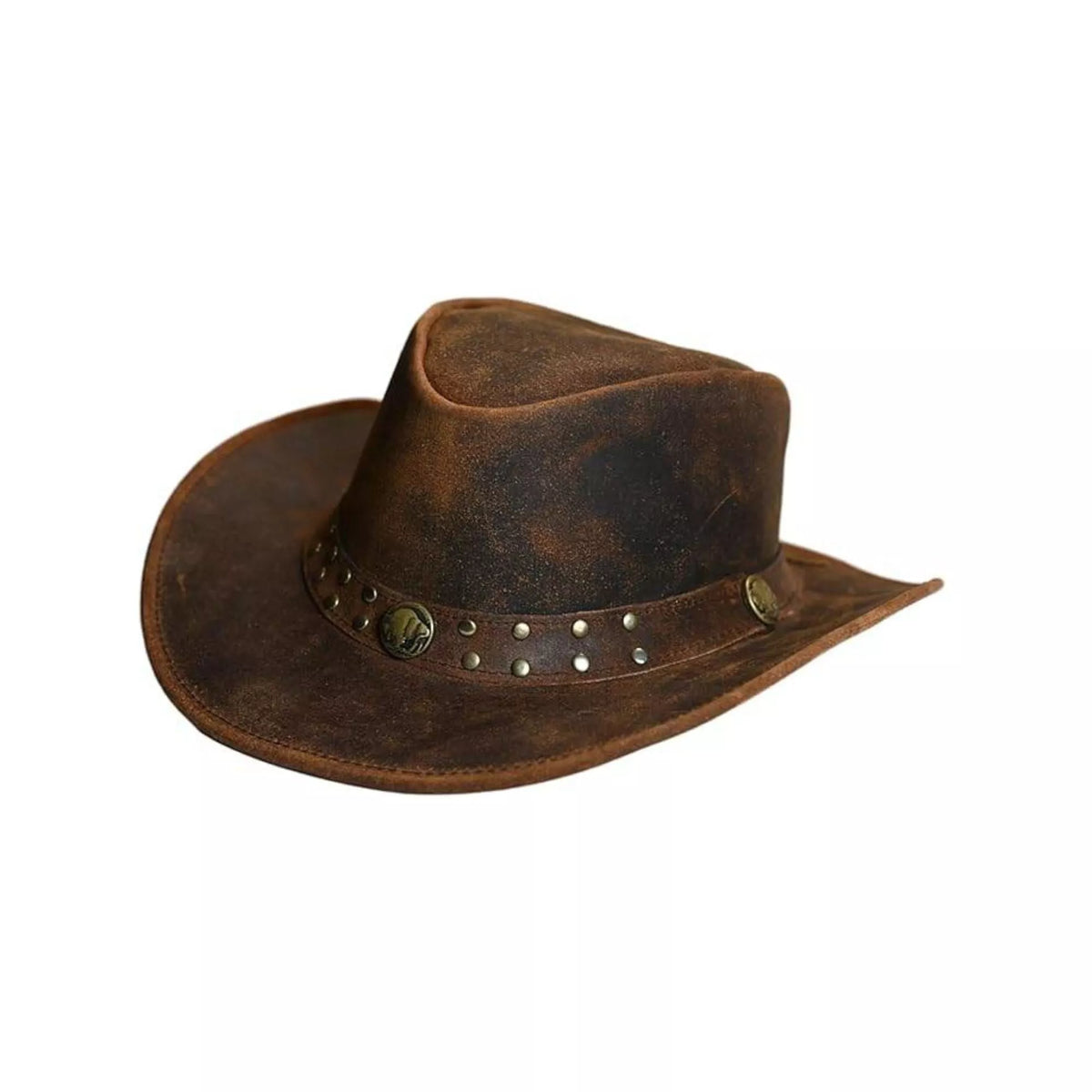 Distressed Foldable Leather Hat Cowboy Unisex Real Leather Kenny K Distressed Faux Leather Western Hat with Faux Animal  main image 2