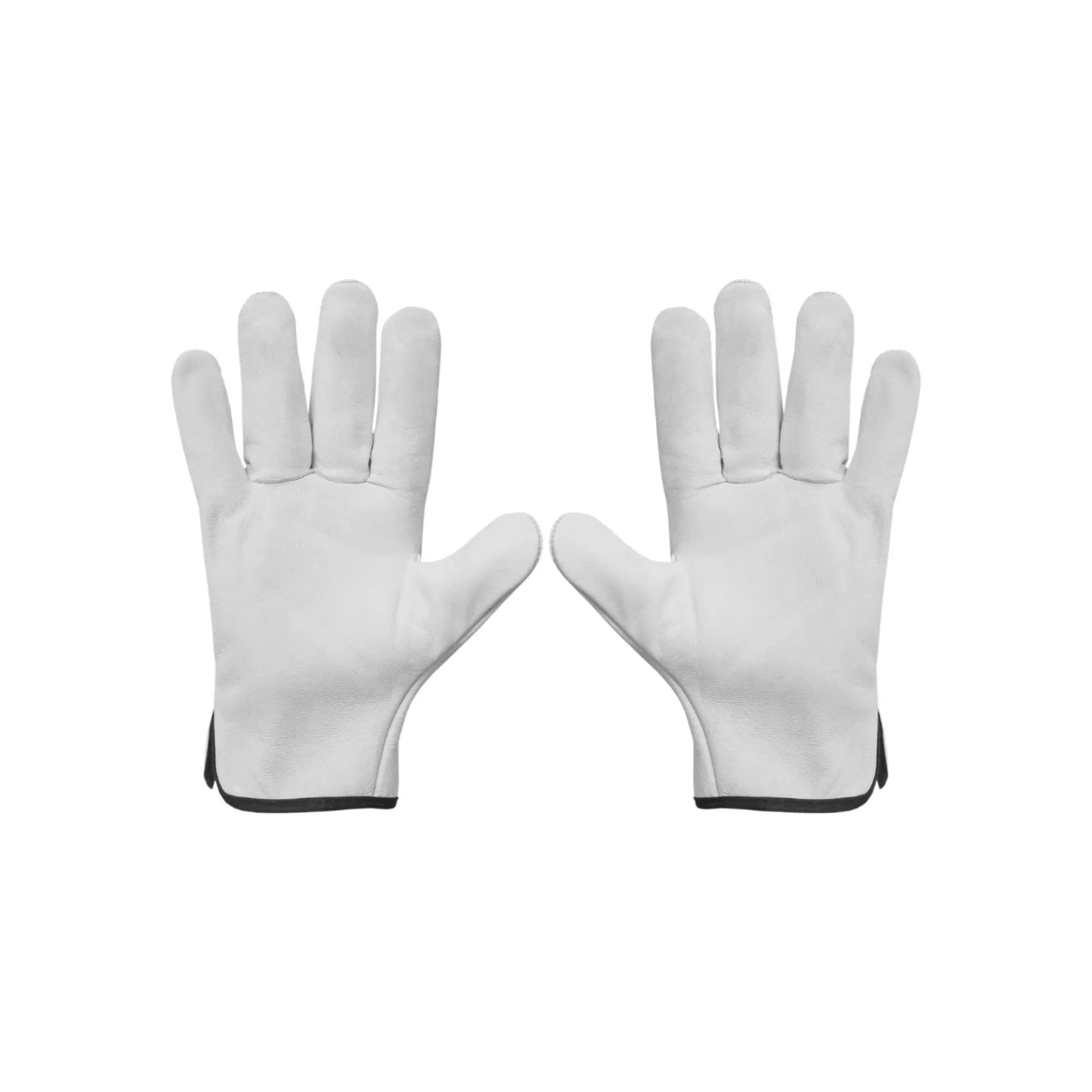 Palm side view of goatskin leather gloves highlighting smooth leather surface and flexible fit