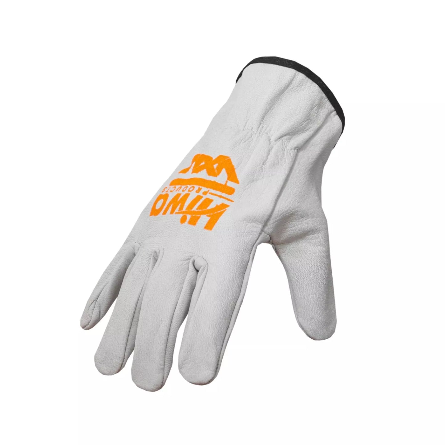 Angled view of goatskin leather gloves demonstrating ergonomic design and high dexterity
