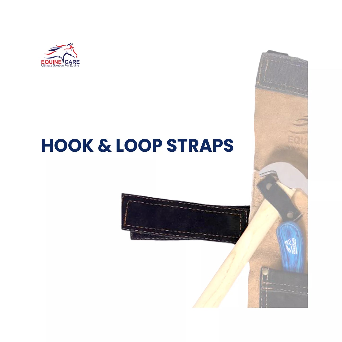 Close-up of black hook and loop strap on the 25-inch Premium Elite Farrier Apron, showing adjustable fastening for a secure and comfortable fit during professional farrier work