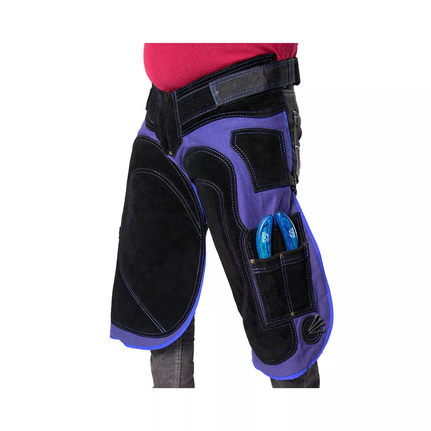 Professional Azure Armor Farrier Apron with Knife Pockets and Nail Magnets Blue and Black
