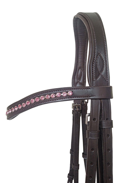Braided leather rein detail from Equine Care English bridle set