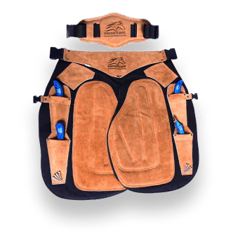 Equine Care 23-29 Inch Rugged Farrier Apron - Black with Beige
