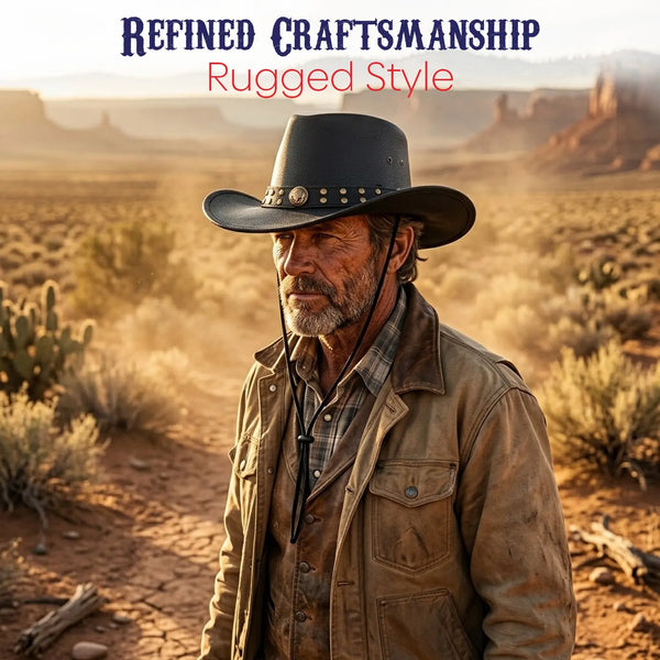 Black Western cowboy hat in a rugged Western style with a shapeable brim.