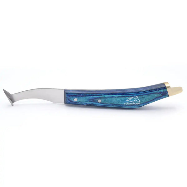 Hoof Pick Farrier Knife Tool – Red Grip, J2 Steel Blade, Brass Topper