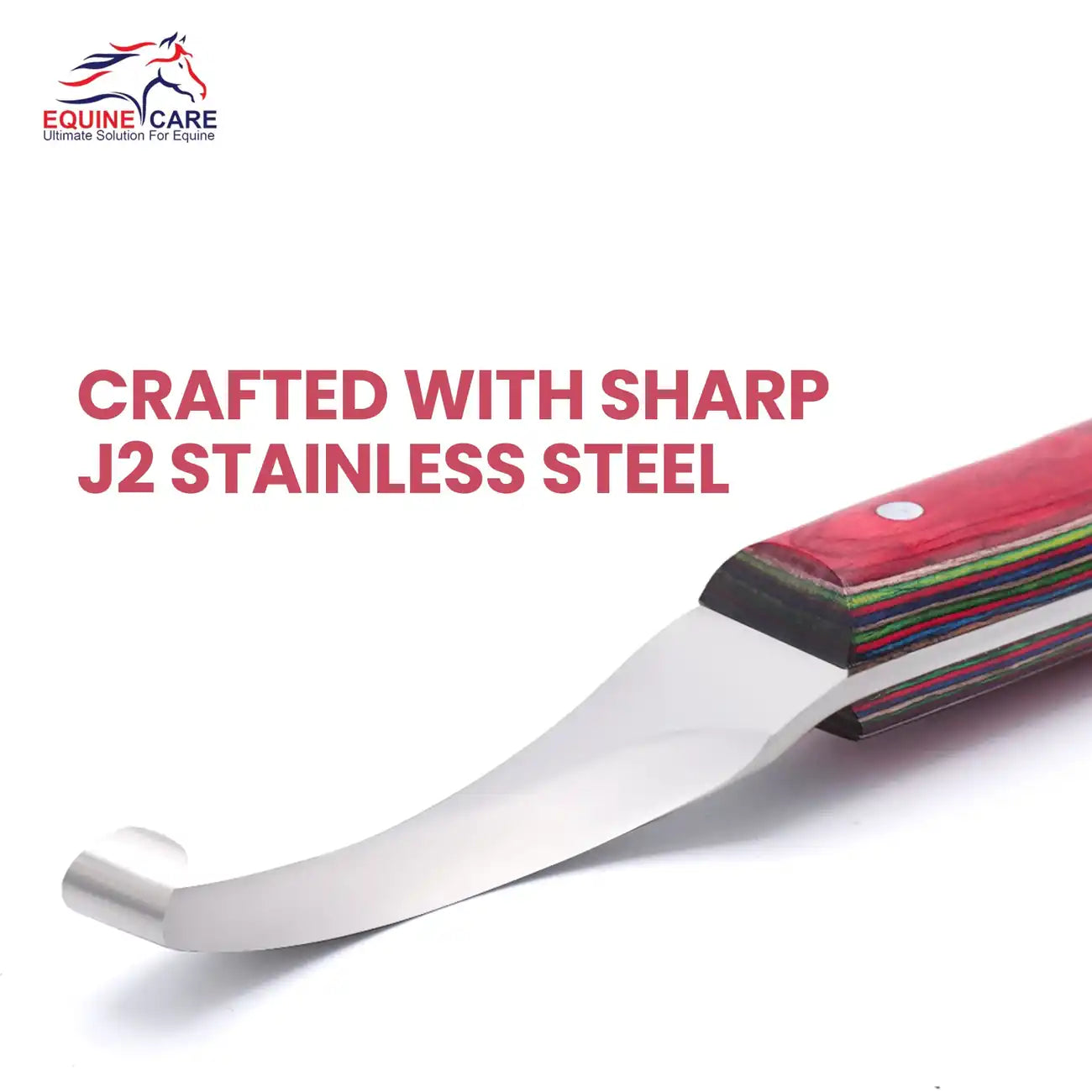 Brass Topper Farrier Hoof Knife – J2 Steel Blade, Ergonomic Blue/Red Handle