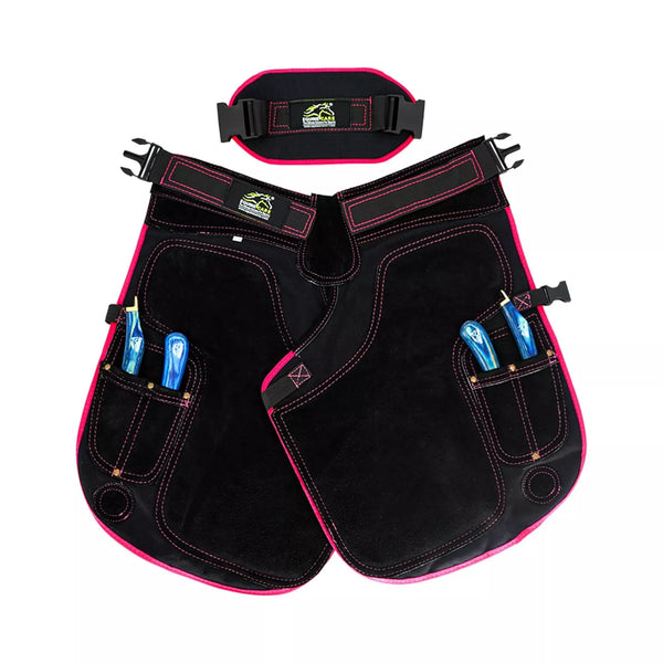 Equine Care Damen-Hufschürze, 23 Zoll, Leder & Canvas, mit Rückenstütze